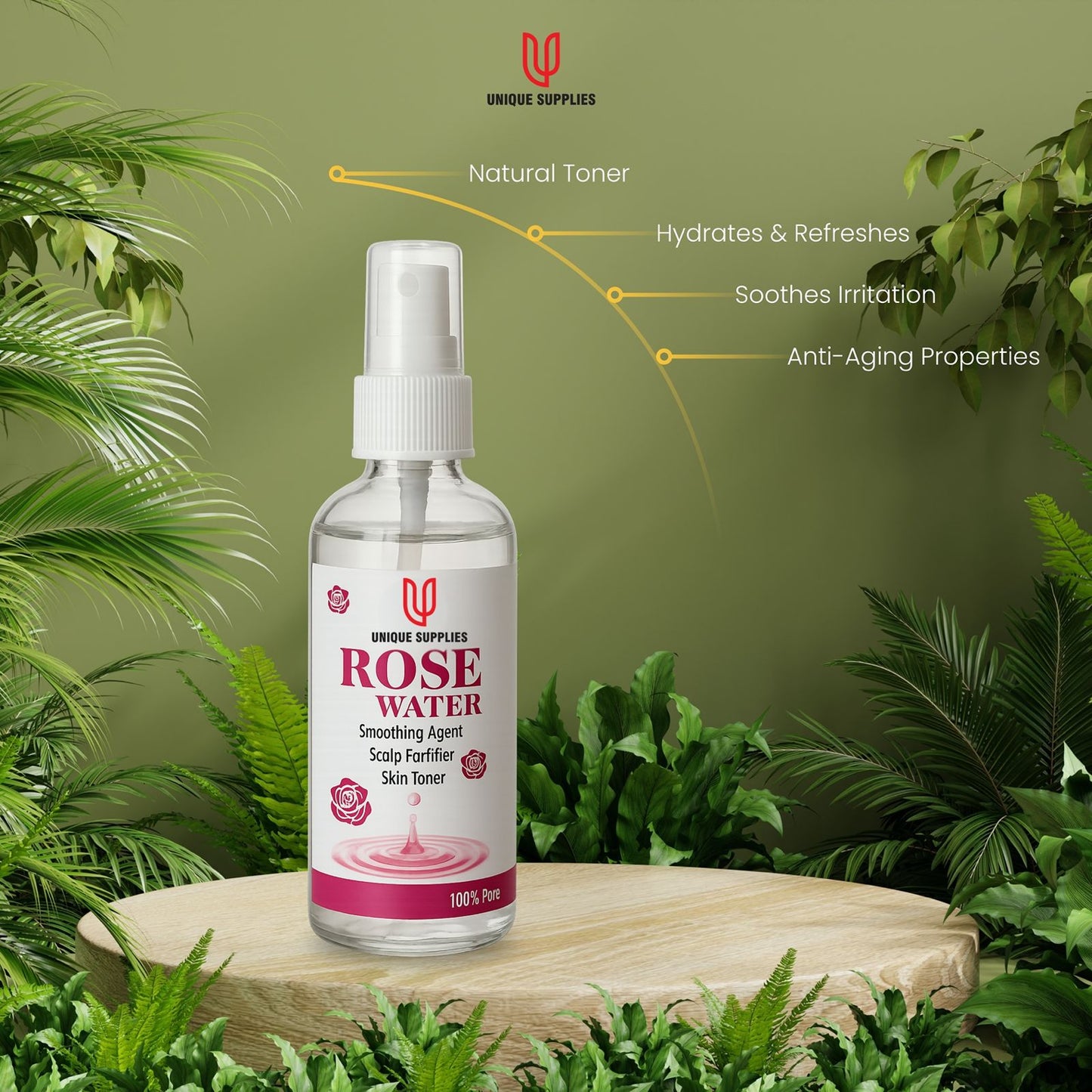 Rose water | organic and fresh rose water 120ml spray bottle