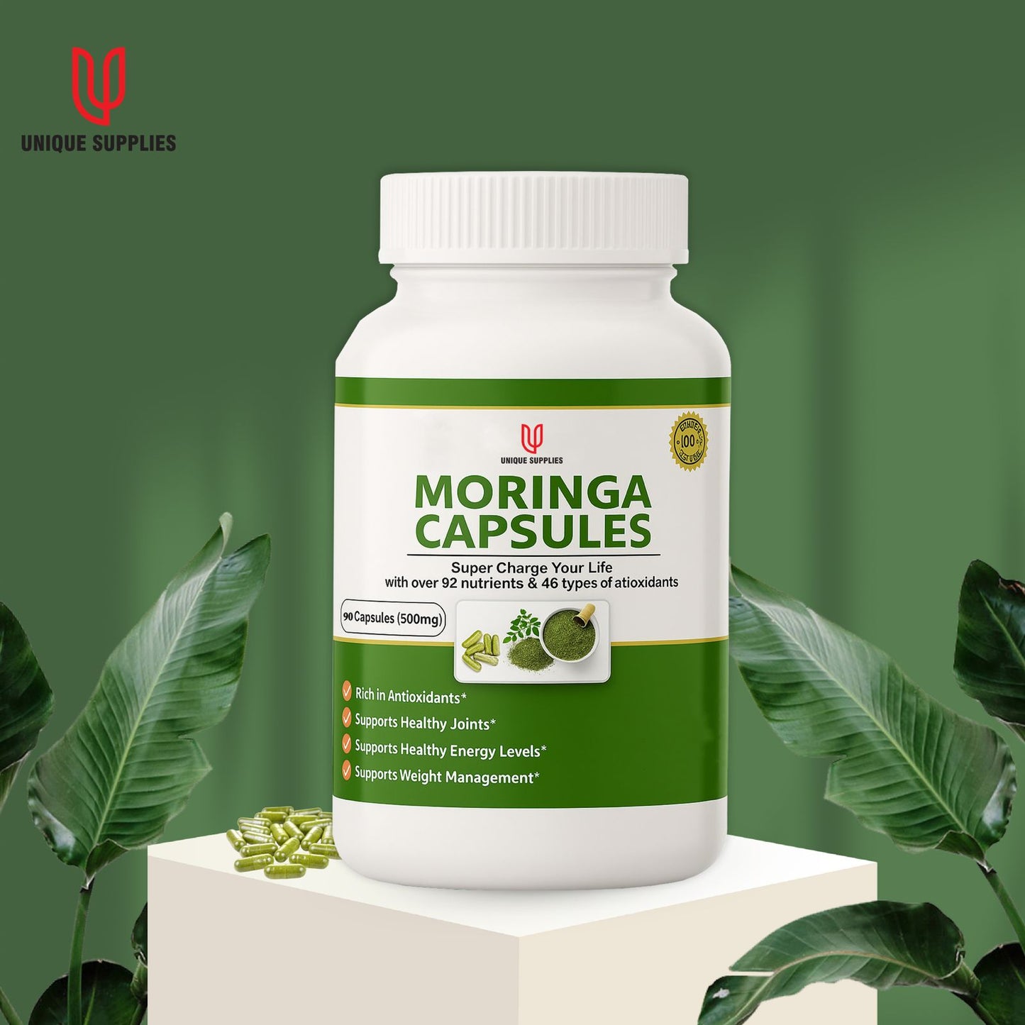 90 Moringa superfood Capsules | Best for weight Loss and Diabities US ORGANICS