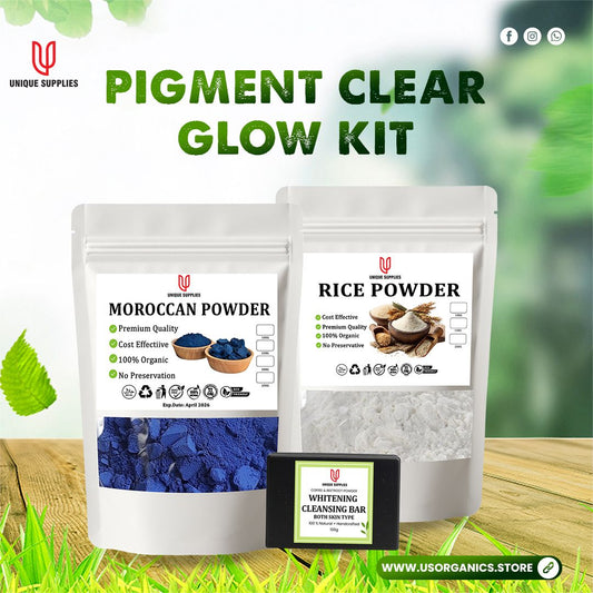 Moroccan Glow Kit – Brightening Set with Moroccan & Rice Powder, Whitening Soap & Pigment Clear Formula