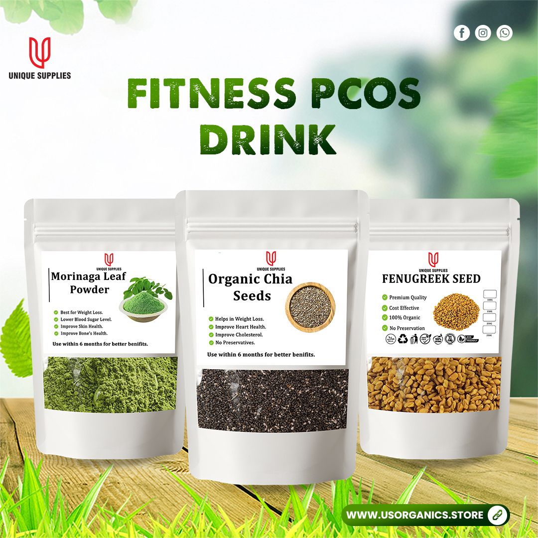 PCOS support natural hormonal balance with Fenugreek, Chia & Moringa.