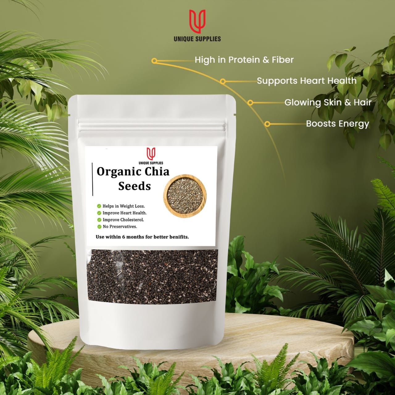 100 Gram Chia Seeds 100 % Original and Organic For Weight Loss US ORGANICS