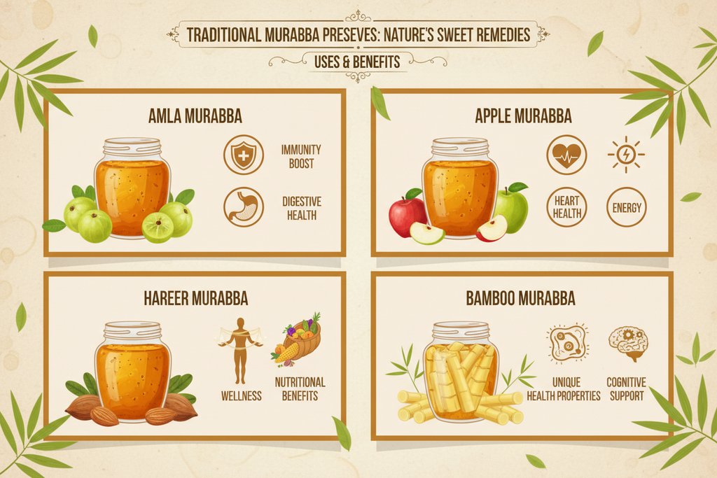 Amla, Apple, Hareer, Bamboo murabba