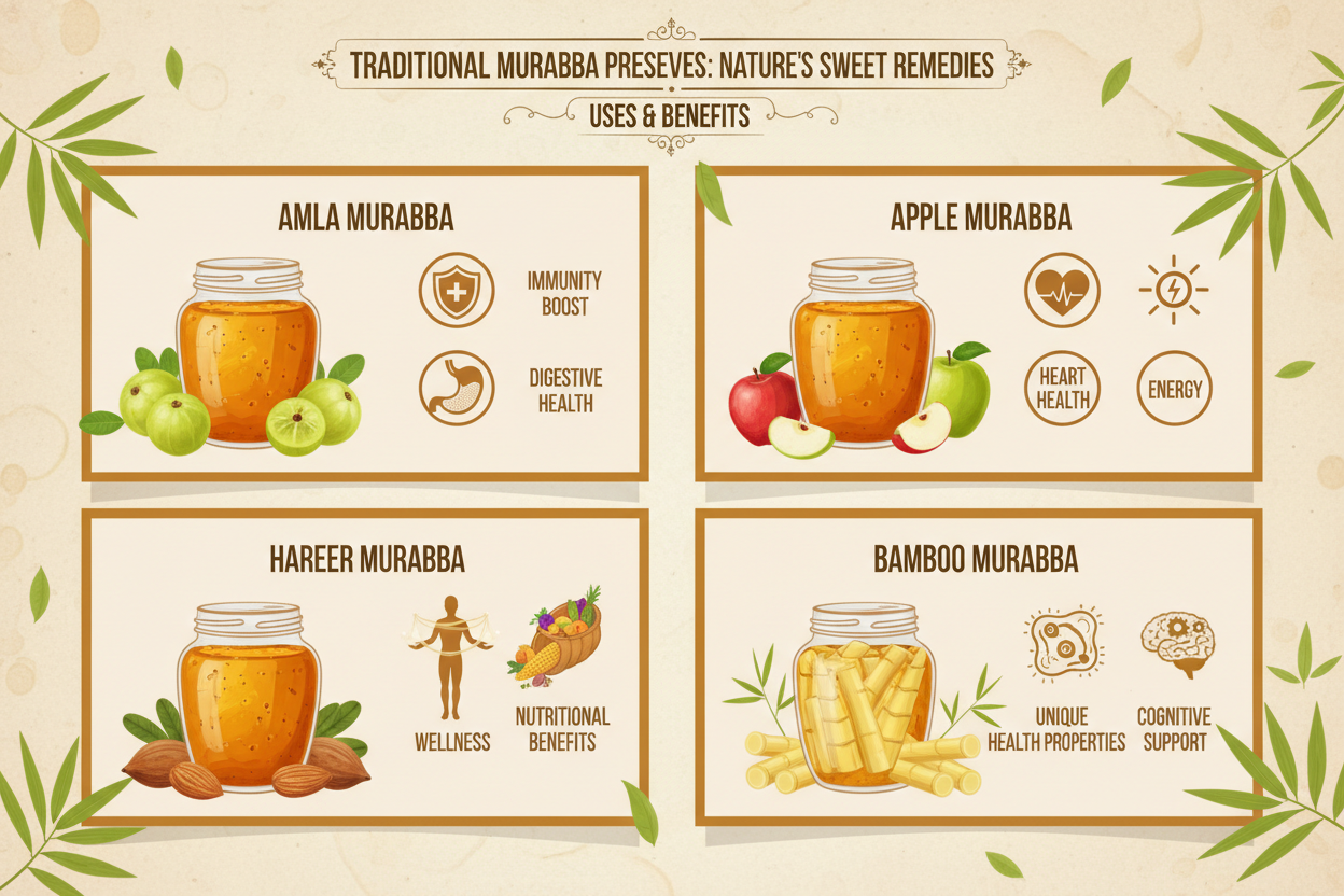 Amla, Apple, Hareer, Bamboo murabba